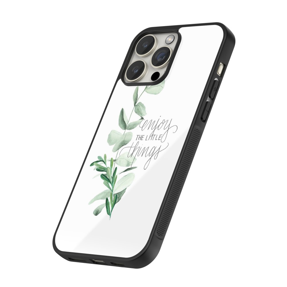 Coque iPhone 16 Pro Max - Silicone rigide noir Enjoy the little things