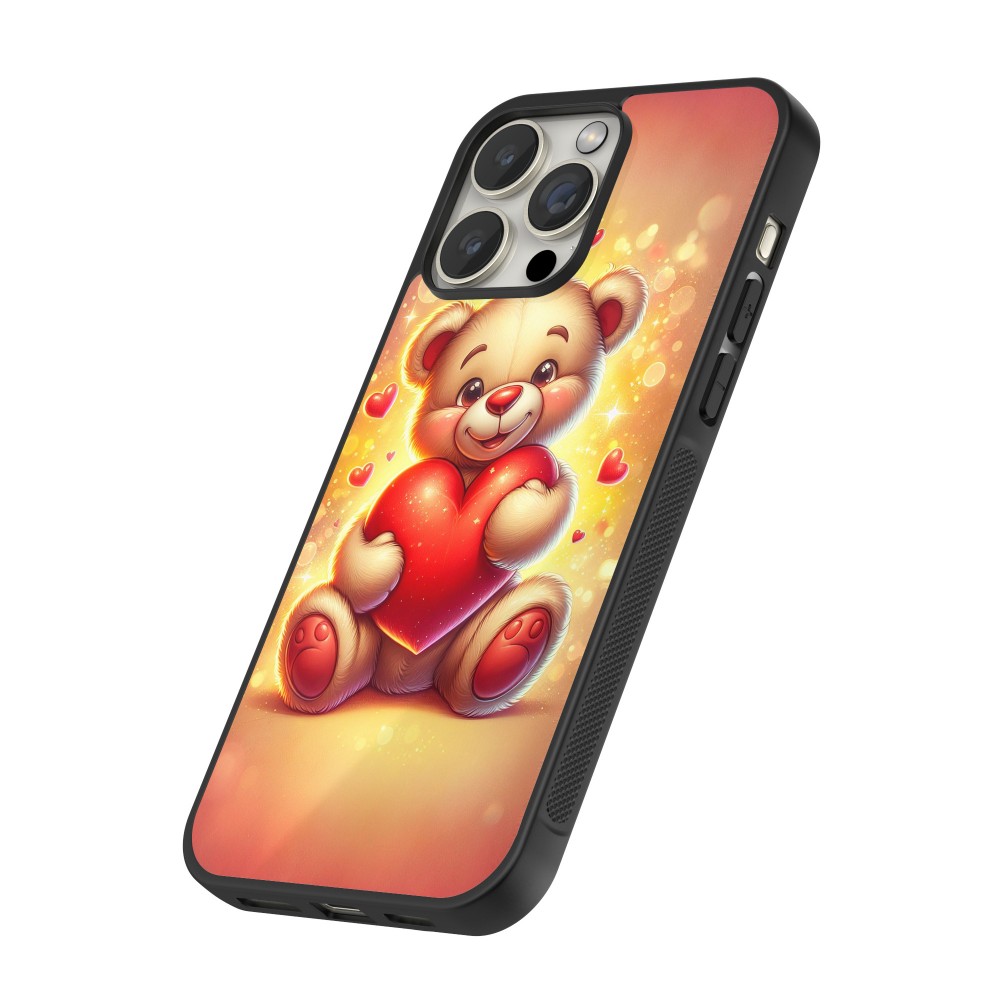 iPhone 16 Pro Max Case Hülle - Silikon schwarz Valentin 2024 Teddy Liebe