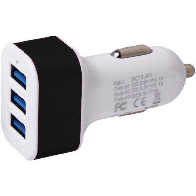 Adaptateur de charge 3 ports pour allume cigare de voiture - Multiport 3x USB-A - Noir