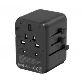 Reiseadapter Weltweit International Universal World/CH/EU/UK/US (17W, 3x USB-A, 1x USB-C) - PhoneLook - Schwarz