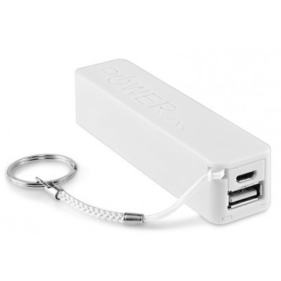 Batterie portable et compacte - Capacité de 2'600 mAh Sortie USB-A porte-clé - Blanc