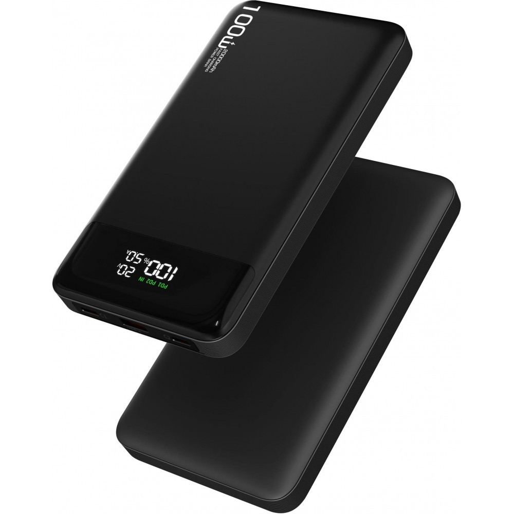 Externer Outdoor-Akku Power Bank Power Delivery PD 100W mit 20000 mAh und LED-Anzeige - Schwarz