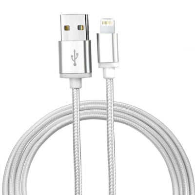 Câble iPhone (1m) Lightning vers USB-A - Nylon metal - Argent