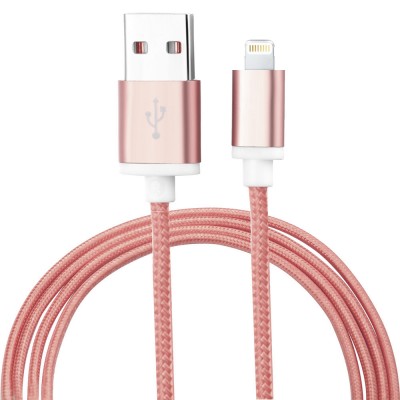 Câble iPhone (1m) Lightning vers USB-A - Nylon metal - Rose