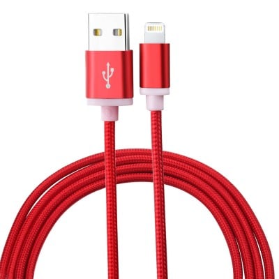 Câble iPhone (1m) Lightning vers USB-A - Nylon metal - Rouge