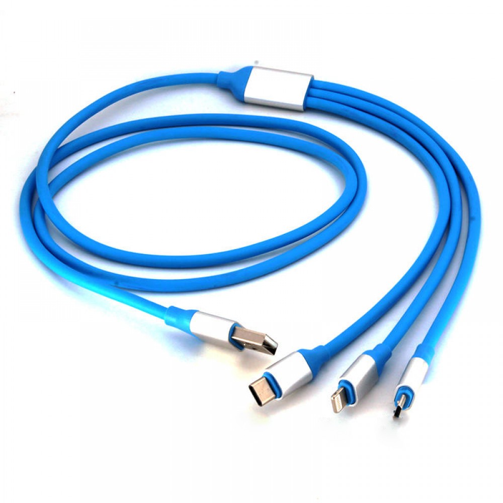 Câble chargeur 3 en 1 - Lightning / Micro-USB / USB-C vers USB-A - Rose -  Acheter sur PhoneLook