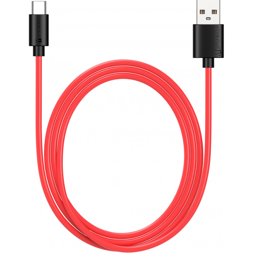 Câble chargeur (1 m) USB-C vers USB-A - PhoneLook noir/rouge - Acheter sur  PhoneLook
