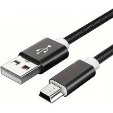 Câble chargeur (1 m) Mini-USB vers USB-A - Nylon metal - Noir - Noir