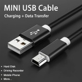 Câble chargeur (1 m) Mini-USB vers USB-A - Nylon metal - Noir - Noir