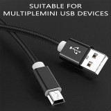 Câble chargeur (1 m) Mini-USB vers USB-A - Nylon metal - Noir - Noir