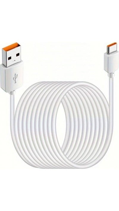 Câble de recharge ultra long USB-A vers USB-C 5 mètres - Blanc