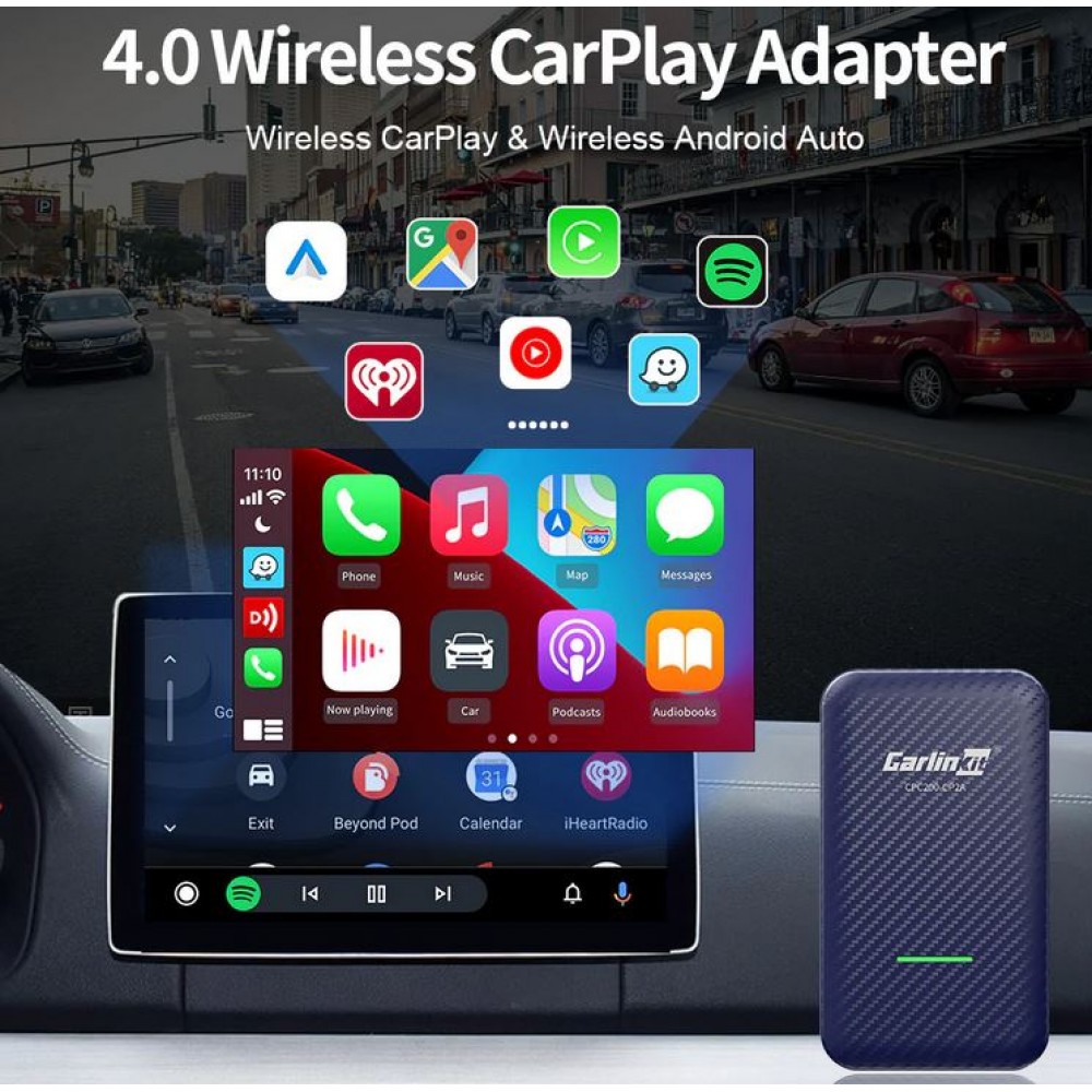 Carlinkit 4.0 Wireless Adapter für Autos mit Apple CarPlay & Android Auto (CPC200-CP2A)