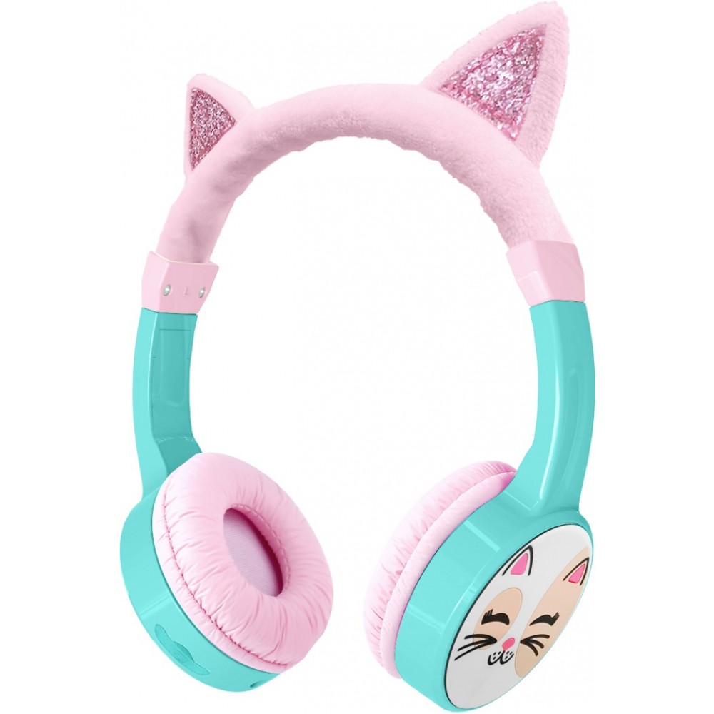 Casque cool sans fil Bluetooth 5.3 pour enfants avec volume atténué 85dB et design amusant - Cat