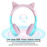 Coole Wireless Bluetooth 5.3 Kopfhörer für Kinder mit gedämpfter Lautstärke 85dB und lustigem Design - Cat