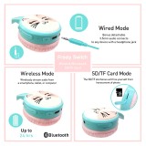 Coole Wireless Bluetooth 5.3 Kopfhörer für Kinder mit gedämpfter Lautstärke 85dB und lustigem Design - Cat