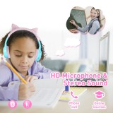 Coole Wireless Bluetooth 5.3 Kopfhörer für Kinder mit gedämpfter Lautstärke 85dB und lustigem Design - Cat