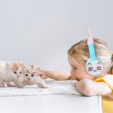 Casque cool sans fil Bluetooth 5.3 pour enfants avec volume atténué 85dB et design amusant - Cat