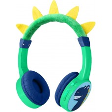 Casque cool sans fil Bluetooth 5.3 pour enfants avec volume atténué 85dB et design amusant - Dino