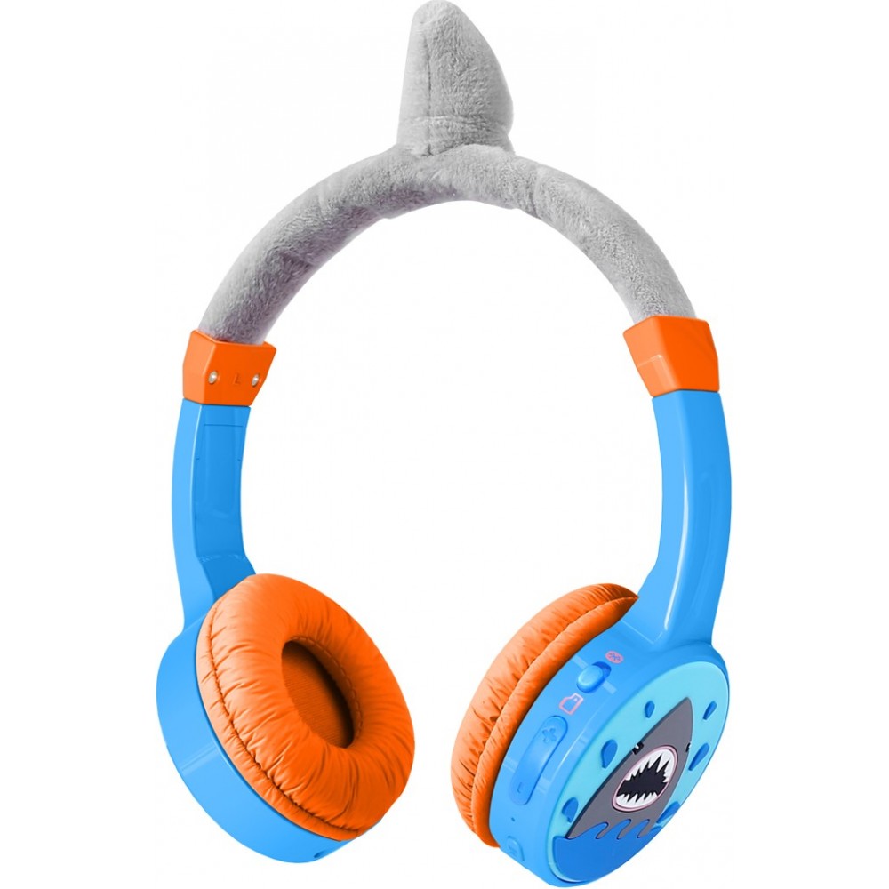 Casque cool sans fil Bluetooth 5.3 pour enfants avec volume atténué 85dB et design amusant - Shark