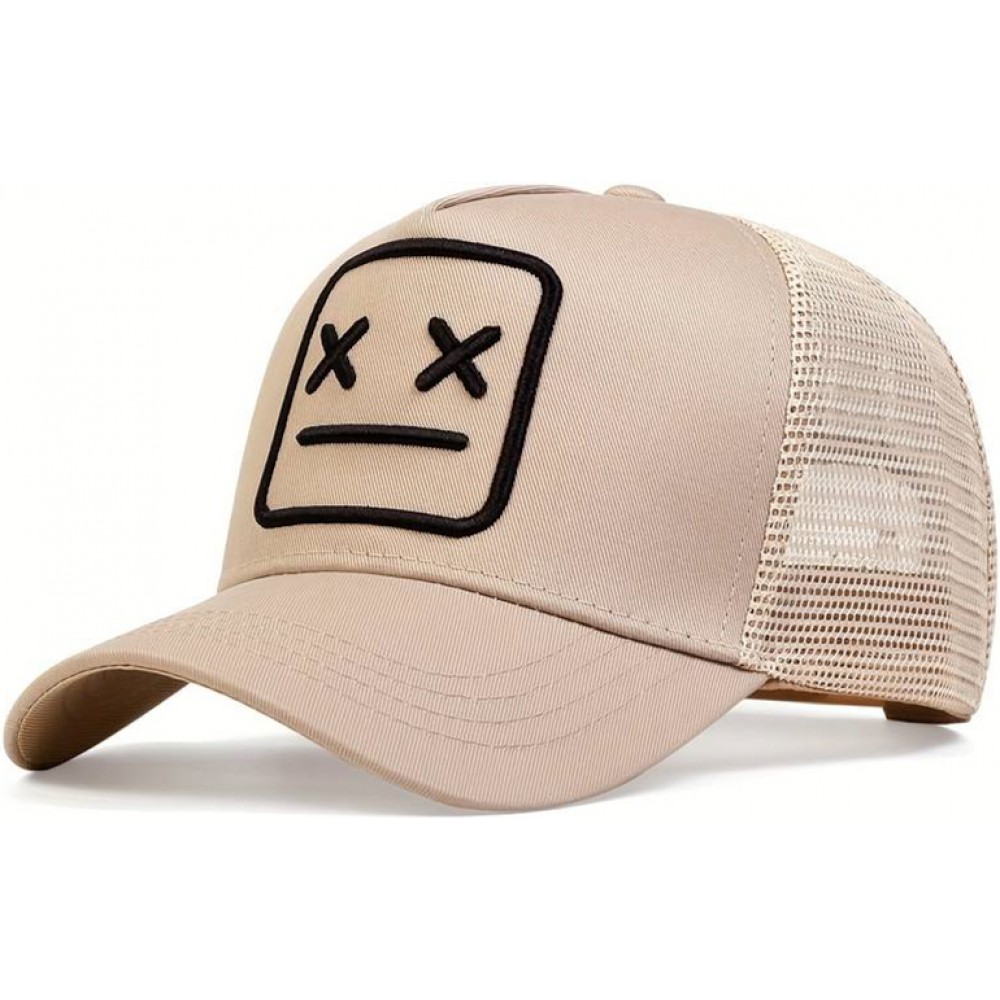 Casquette de baseball en maille respirante - Trucker Cap unisexe avec motif de tendance - Beige