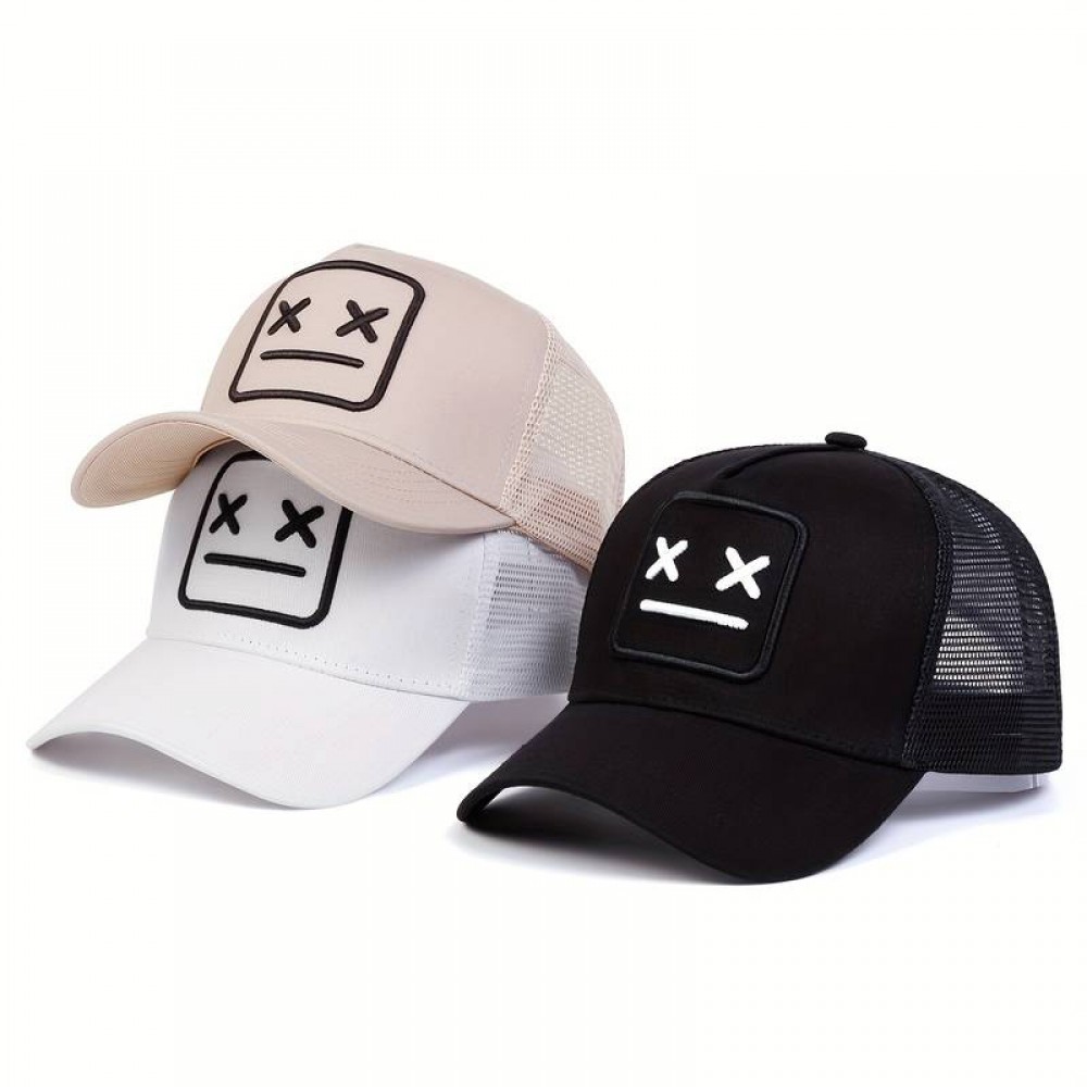 Baseballkappe aus atmungsaktivem Mesh - Unisex Trucker Cap mit Trendmotiv - Beige