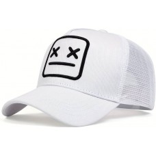 Casquette de baseball en maille respirante - Trucker Cap unisexe avec motif de tendance - Blanc