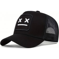 Casquette de baseball en maille respirante - Trucker Cap unisexe avec motif de tendance - Noir