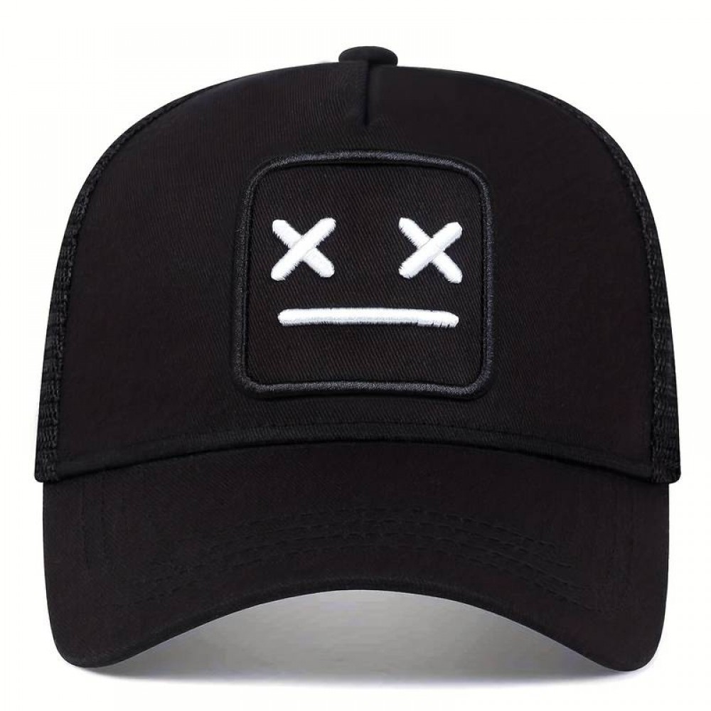 Casquette de baseball en maille respirante - Trucker Cap unisexe avec motif de tendance - Noir