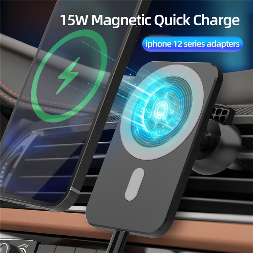 Chargeur de voiture magnétique sans fil pour Android IOS, compatible avec  le chargeur de voiture MagSafe(