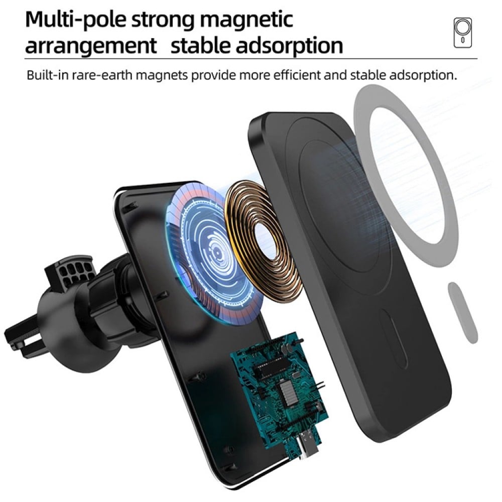 Chargeur magnétique sans fil pour voiture 15W pour Apple MagSafe - Noir -  Acheter sur PhoneLook
