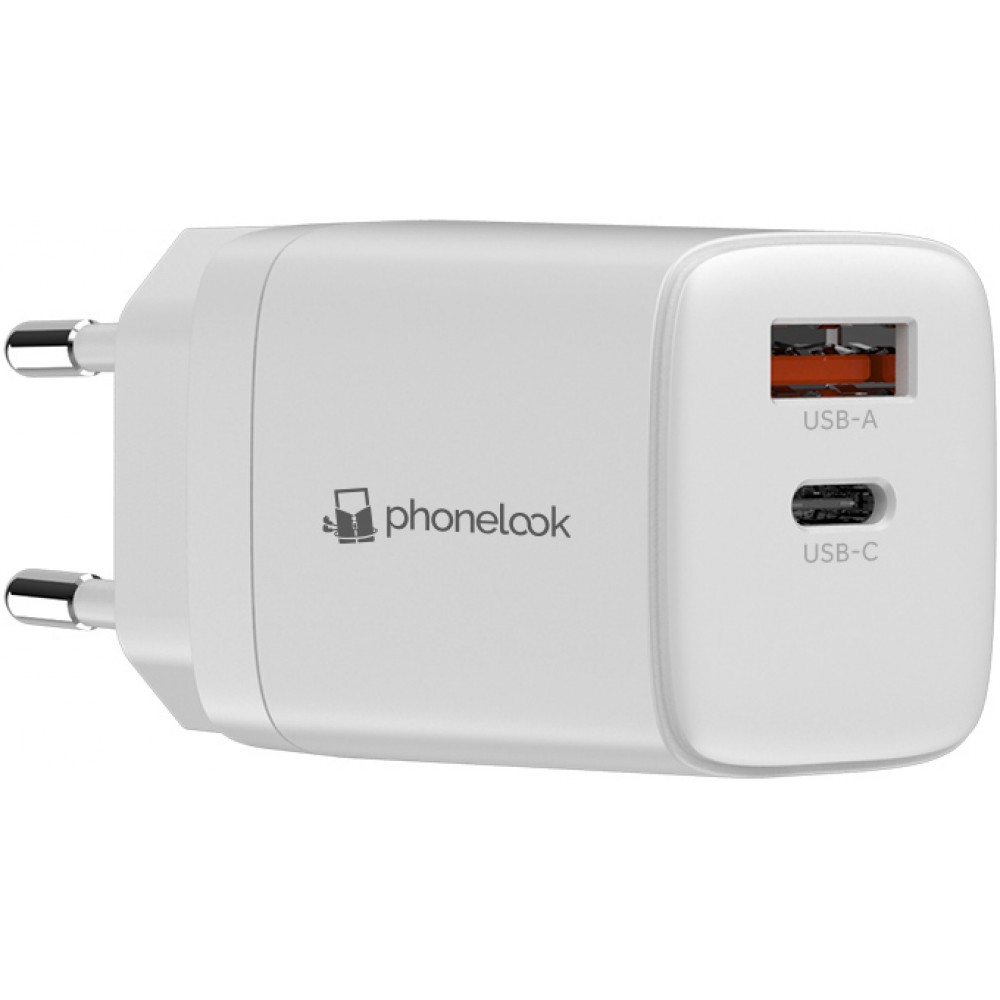 Chargeur secteur 20W USB et USB-C (Power Delivery) PhoneLook - Blanc -  Acheter sur PhoneLook