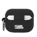 Coque AirPods 3 - Karl Lagerfeld silicone soft touch avec tête de Choupette en relief - Noir