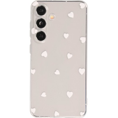 Coque Samsung Galaxy S24+ - Gel petit coeur transparent - Blanc