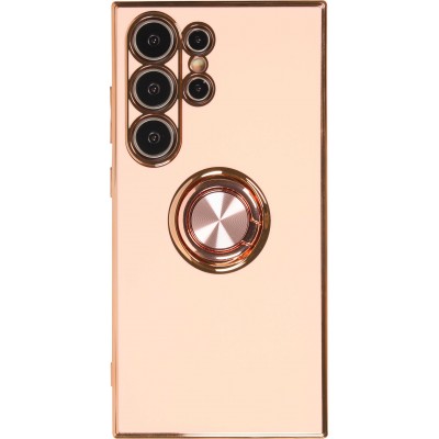 Coque Samsung Galaxy S24 Ultra - Gel Bronze avec anneau - Rose