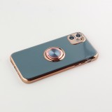 Hülle iPhone 14 Pro Max - Gummi Bronze mit Ring grau grün