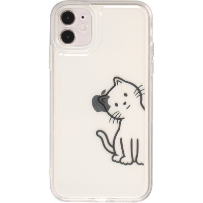 Coque iPhone 11 - Gel silicone transparent petit chat trop mignon