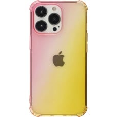 iPhone 15 Pro Case Hülle - Gummi Bumper Rainbow mit extra Schutz für Ecken Antischock - rosa - Gelb