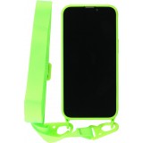 Coque iPhone 13 Pro Max - Silicone avec lanière et crochet vert clair