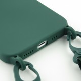 Coque iPhone 13 Pro Max - Silicone avec lanière et crochet - Vert foncé