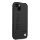 Coque iPhone 14 - BMW silicone soft touch avec logo métallique en relief - Noir