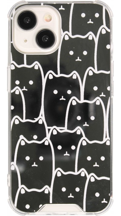 Coque iPhone 15 Plus - Gel bumper chat miroir - Transparent