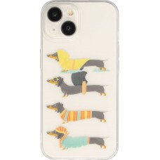 Coque iPhone 15 - Gel transparent silicone dogs 4 season - Transparent