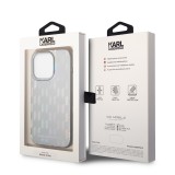 Coque iPhone 14 Pro - Karl Lagerfeld gel rigide argenté avec logo monogramme irisé - Argent