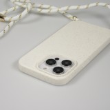 Coque iPhone 15 Pro Max - Bio Eco-Friendly nature avec cordon collier - Blanc