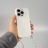 Coque iPhone 15 Pro Max - Bio Eco-Friendly nature avec cordon collier - Blanc