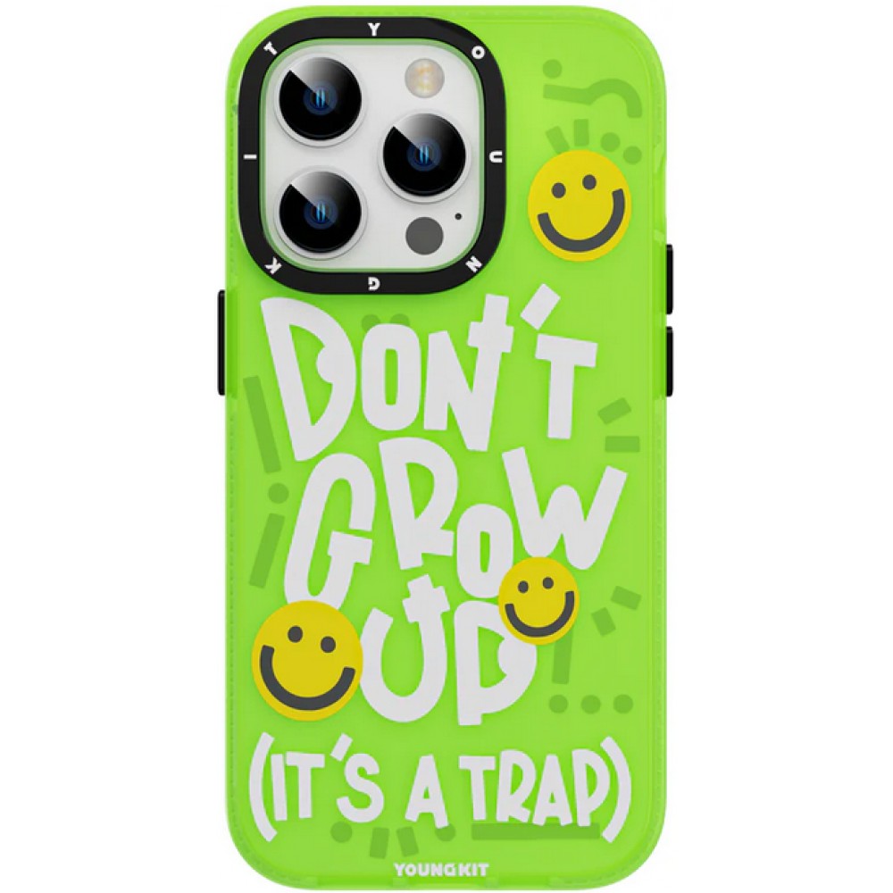 Coque iPhone 14 Pro Max - Youngkit Happy Mood Glossy Case Dont grow up - Vert