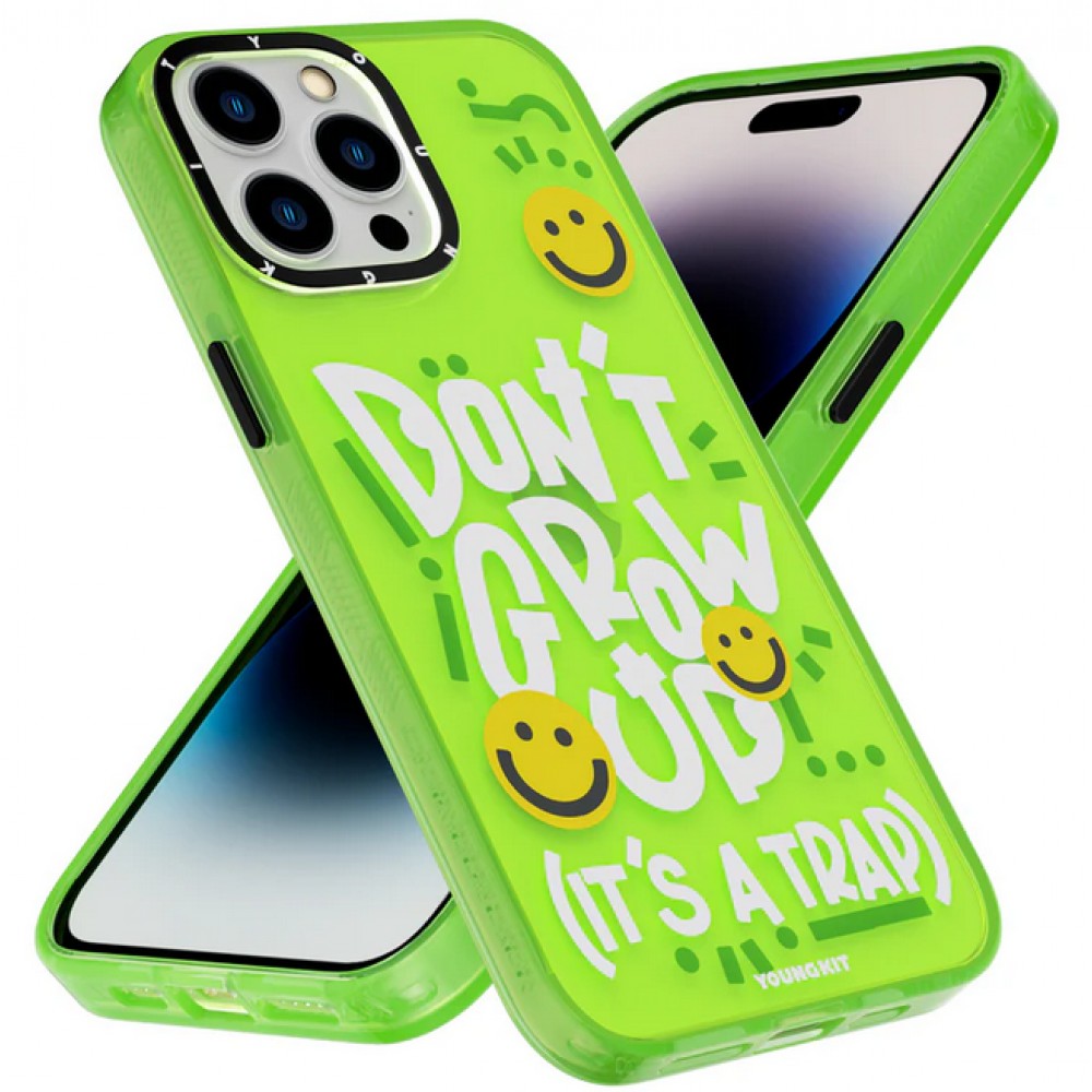 Coque iPhone 14 Pro Max - Youngkit Happy Mood Glossy Case Stay Cozy - Bleu