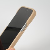 Coque iPhone 14 Pro Max - Premium cuir véritable de luxe avec lanière en cuir réglable et amovible + MagSafe - Beige