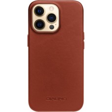 Coque iPhone 14 Pro - Qialino cuir véritable (compatible MagSafe) - Brun