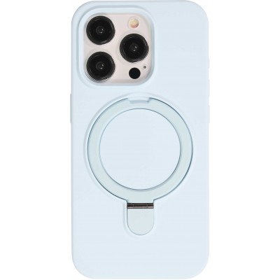 Coque iPhone 15 Pro Max - Silicone mat MagSafe avec anneau de support - Bleu clair